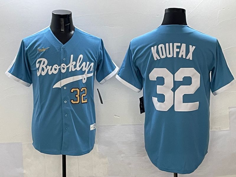 Men Los Angeles Dodgers 32 Koufax Light Blue Throwback 2025 Nike MLB Jersey style 35